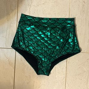 Green Mermaid Swim Bikini Bottoms High Rise Ariel Inspired